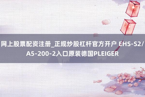 网上股票配资注册_正规炒股杠杆官方开户 EHS-S2/A5-200-2入口原装德国PLEIGER