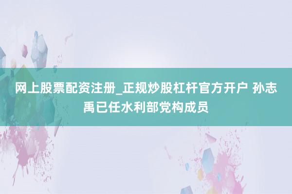 网上股票配资注册_正规炒股杠杆官方开户 孙志禹已任水利部党构成员